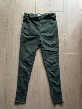 Free People Womens Size 28 Olive Green Raw Hem Pull On Skinny Pants Jeggings